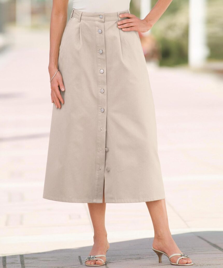 Effortless Everyday Style with the Damart Button Through Cotton Rich Skirt Effortless Everyday Style with the Damart Button Through Cotton Rich Skirt